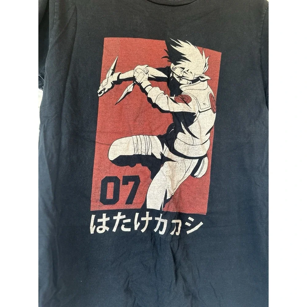 Naruto Shippuden Kakashi Hatake Graphic T‎ Shirt Black Anime Tee Mens Large